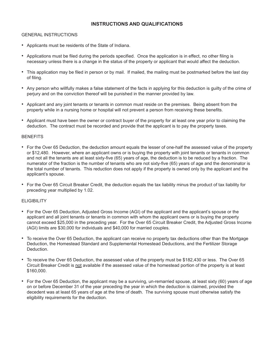 State Form 43708 Application for Senior Citizen Property Tax Benefits - Indiana, Page 2