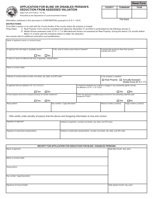 State Form 43710  Printable Pdf