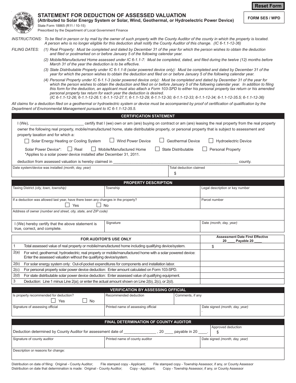 Form Ses Wpd (state Form 18865) - Fill Out, Sign Online And Download 