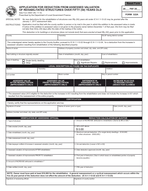 Form 322A (State Form 49567)  Printable Pdf