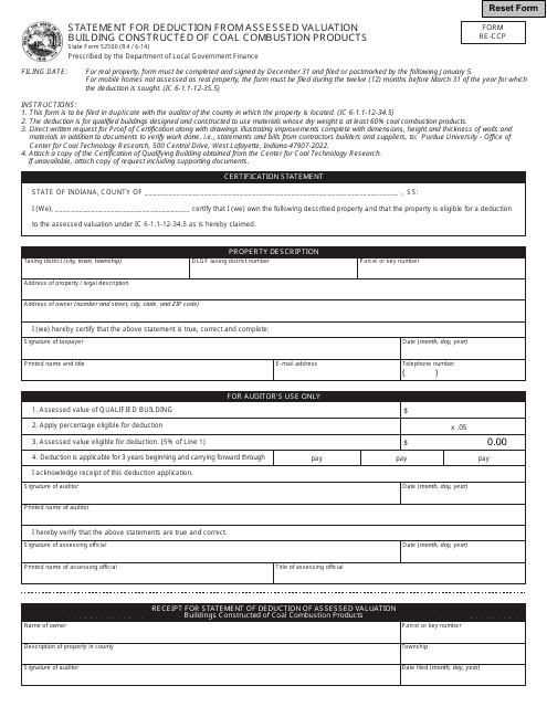Form RE-CCP (State Form 52500)  Printable Pdf