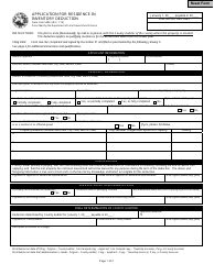 State Form 54861 Application for Residence in Inventory Deduction - Indiana