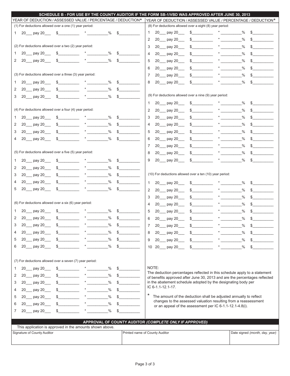 Form 322 / VBD (State Form 53179) Application for Deduction From Assessed Valuation - Real Property Vacant Building Deduction - Indiana, Page 3