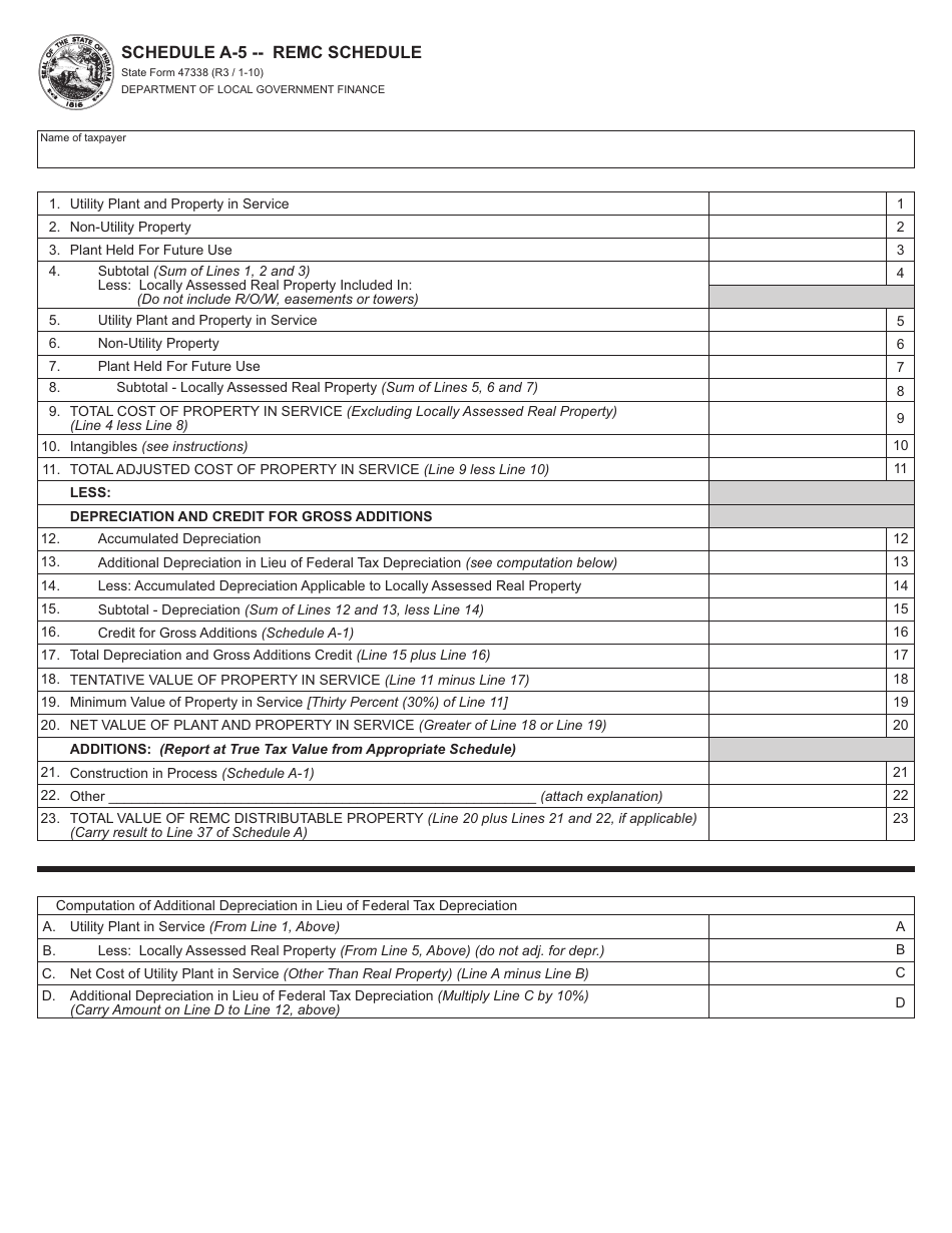 State Form 47338 Schedule A-5 - Fill Out, Sign Online and Download ...