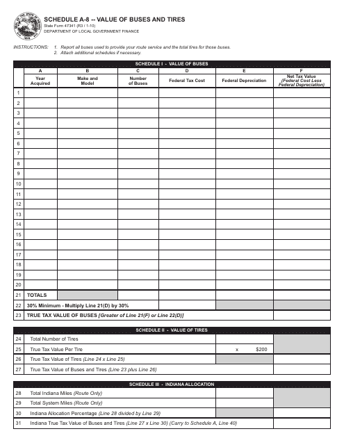 State Form 47341 Schedule A-8  Printable Pdf