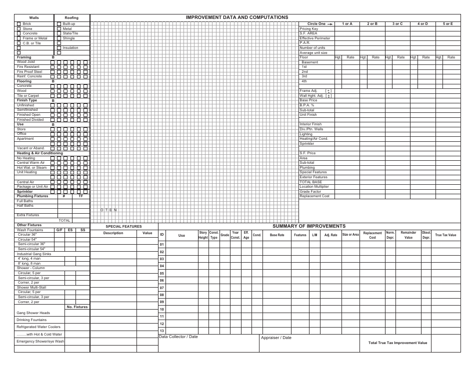 State Form 50056 Indiana Commercial and Industrial Property Record Card - Indiana, Page 2