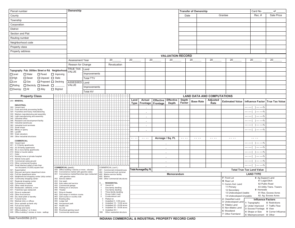 State Form 50056 Download Printable PDF or Fill Online Indiana