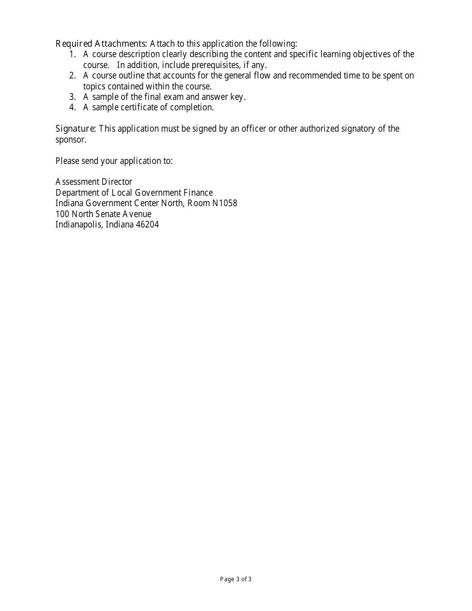State Form 55804 Approved Level Iii Assessor-Appraiser Course Sponsor  Course Approval Application - Indiana, Page 3
