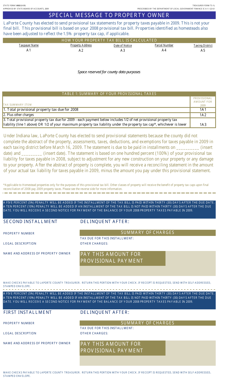 Form TS-1L (State Form 54060) Tax Statement - Indiana, Page 1
