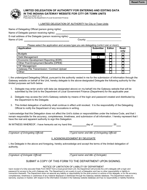 State Form 56327  Printable Pdf