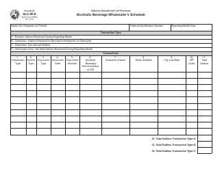 Document preview: State Form 55552 (ALC-W) Schedule ALC-W-S Alcoholic Beverage Wholesaler's Schedule - Indiana