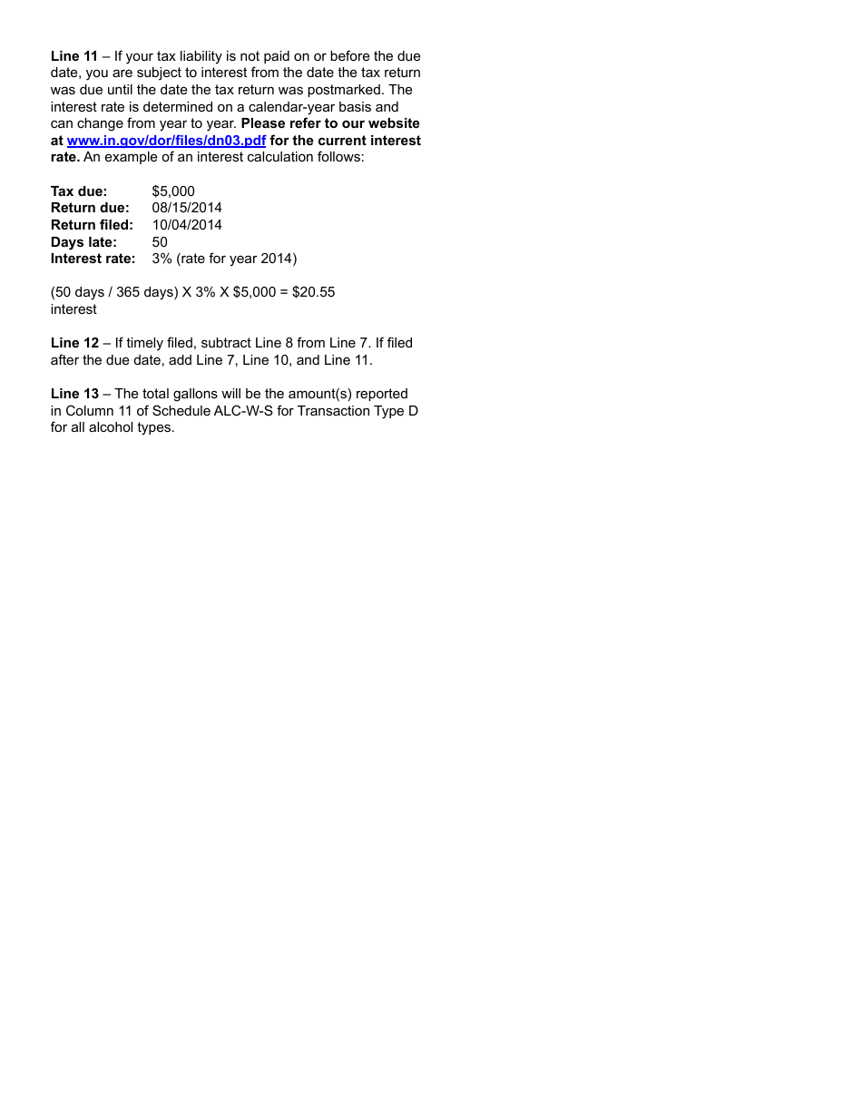 Form ALC-W (State Form 55553) Alcoholic Beverage Wholesalers Excise Tax Return - Indiana, Page 3