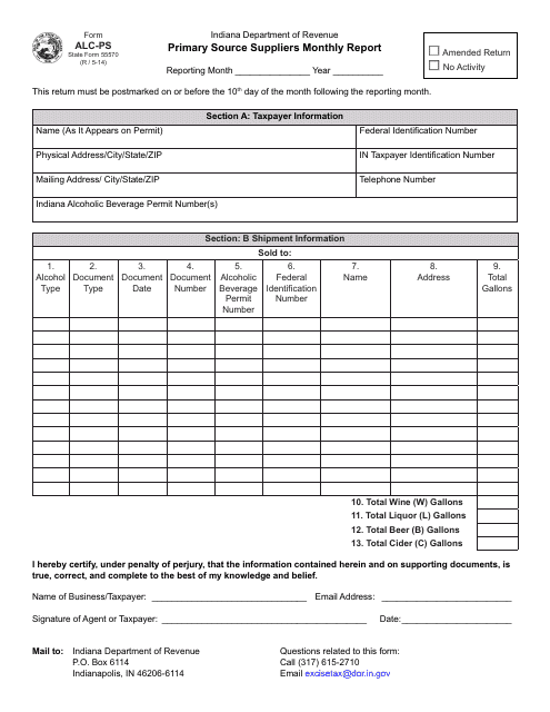 Form ALC-PS (State Form 55570)  Printable Pdf