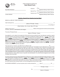 Form MF-134 (State Form 46843) Cash Bond Form - Indiana