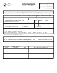 Form AVF-1 (State Form 55312) Aviation Fuel Excise Tax License Application - Indiana