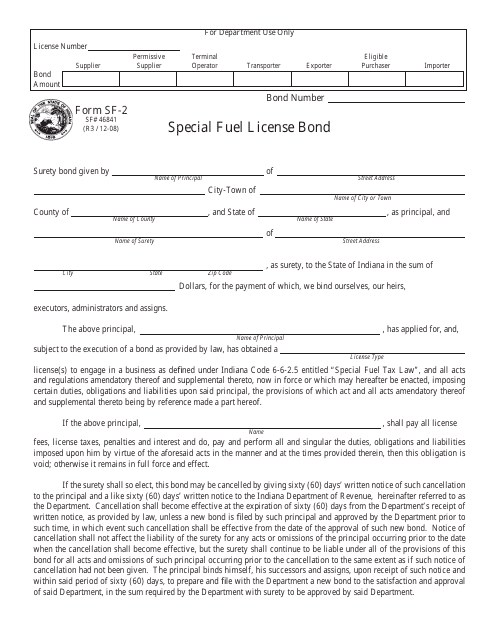 Form SF-2 (State Form 46841)  Printable Pdf