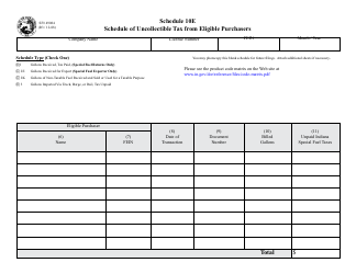 State Form 49084 Schedule 10E Tax Uncollectable From Eligible Purchasers - Indiana