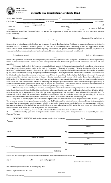 Form CIG-1 (State Form 50835)  Printable Pdf