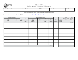 State Form 49091 Schedule 501B Terminal Operator&#039;s Schedule of Disbursements - Indiana
