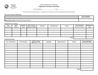 State Form 55564 (CIG-M) Schedule CIG-IS Cigarette Inventory Schedule - Indiana