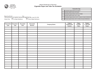 Document preview: Form CIG-PT (State Form 55599) Schedule CIG-PT-S Cigarette Paper and Tube Tax Schedule - Indiana
