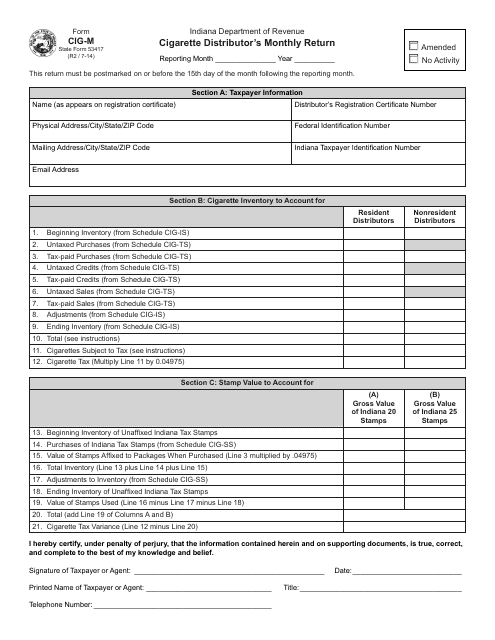 Form CIG-M (State Form 53417)  Printable Pdf
