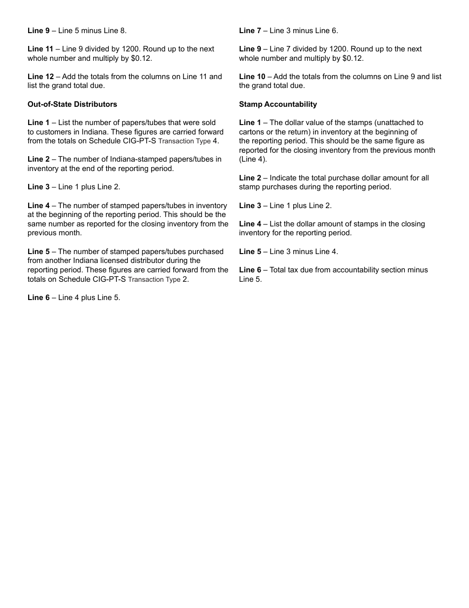 Form CIG-PT (State Form 55567) Cigarette Paper and Tube Tax Return - Indiana, Page 4