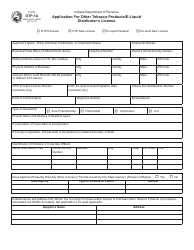 Form OTP-1A (State Form 55535) Application for Other Tobacco Products Distributor&#039;s License - Indiana