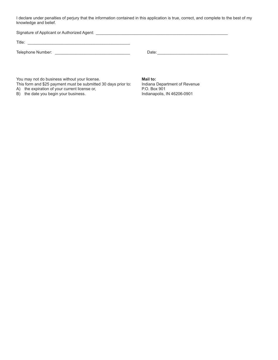 Form OTP-1A (State Form 55535) Application for Other Tobacco Products Distributors License - Indiana, Page 2