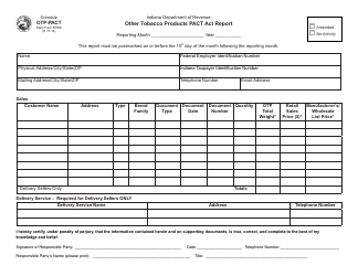State Form 55568 Schedule OTP-PACT Other Tobacco Products Pact Act Report - Indiana