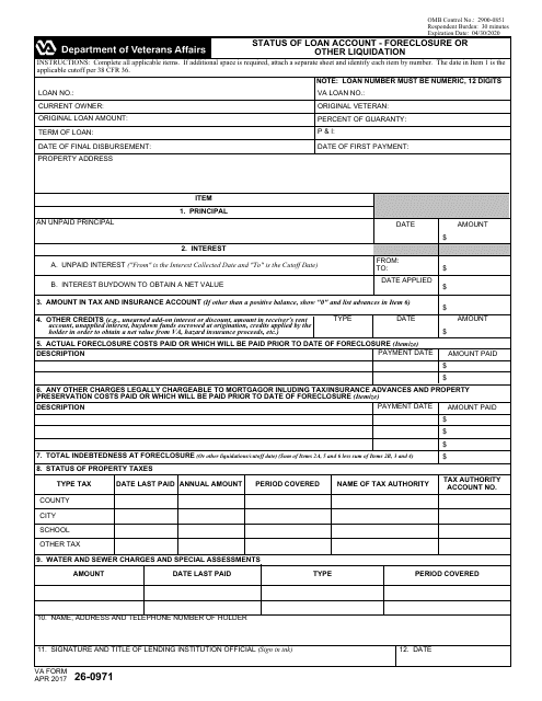 VA Form 26-0971  Printable Pdf