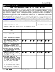 Document preview: VA Form 21P-0571 Application for Exclusion of Children's Income