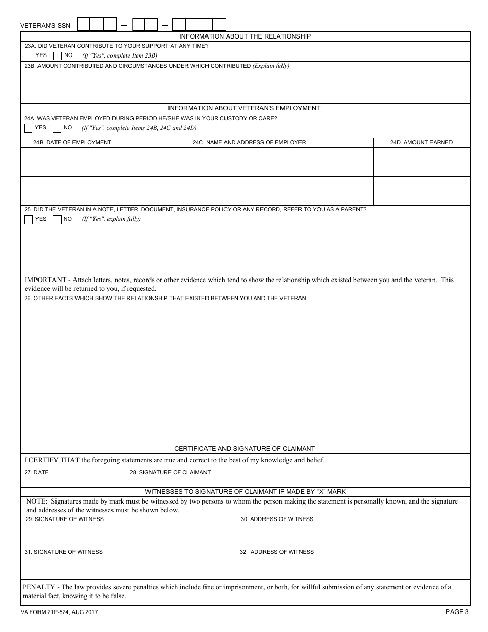 VA Form 21P-524 - Fill Out, Sign Online and Download Fillable PDF ...