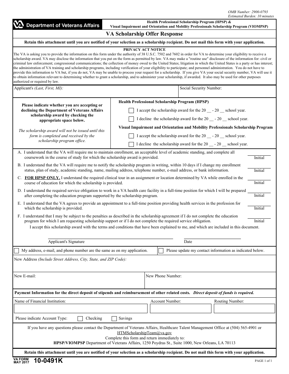 VA Form 10-0491K - Fill Out, Sign Online and Download Fillable PDF ...