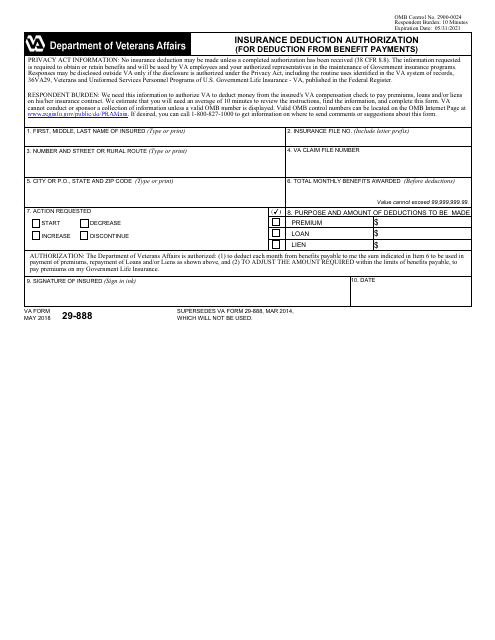 VA Form 29-888  Printable Pdf