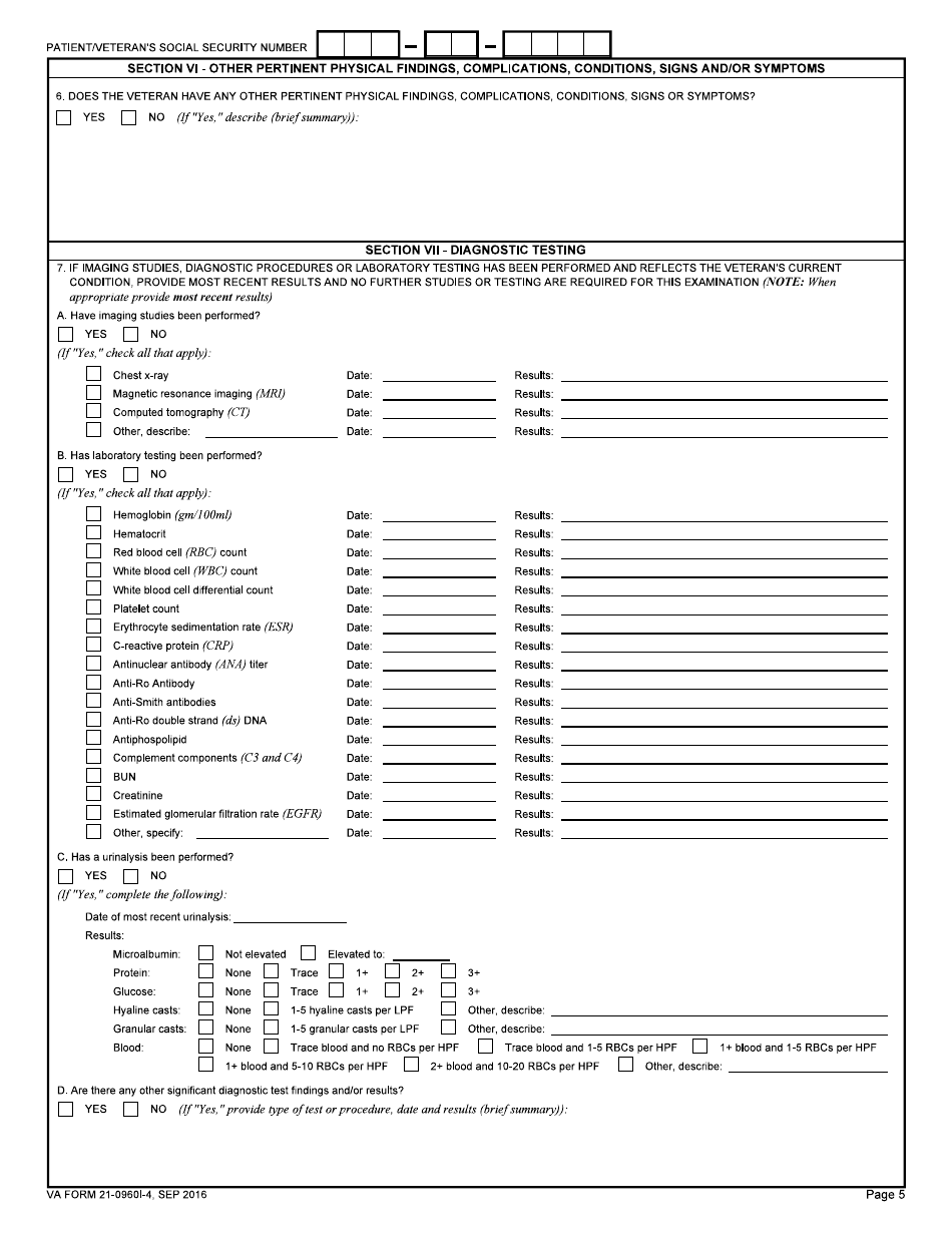 VA Form 21-0960I-4 Systemic Lupus Erythematosus (Sle) and Other Autoimmune Diseases Disability Benefits Questionnaire, Page 5