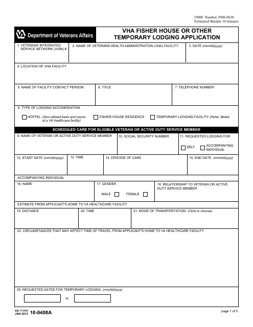 VA Form 10-0408A  Printable Pdf
