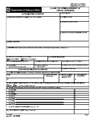 Document preview: VA Form 20-0968 Claim for Reimbursement of Travel Expenses