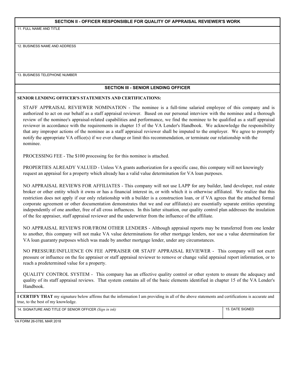 VA Form 26-0785 - Fill Out, Sign Online and Download Fillable PDF ...