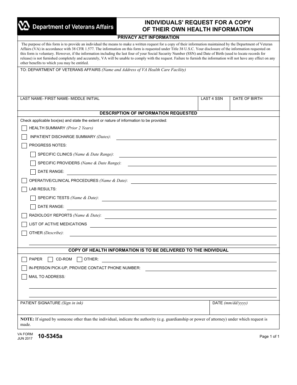 Va Form 3288 Request For And Consent To Release Of