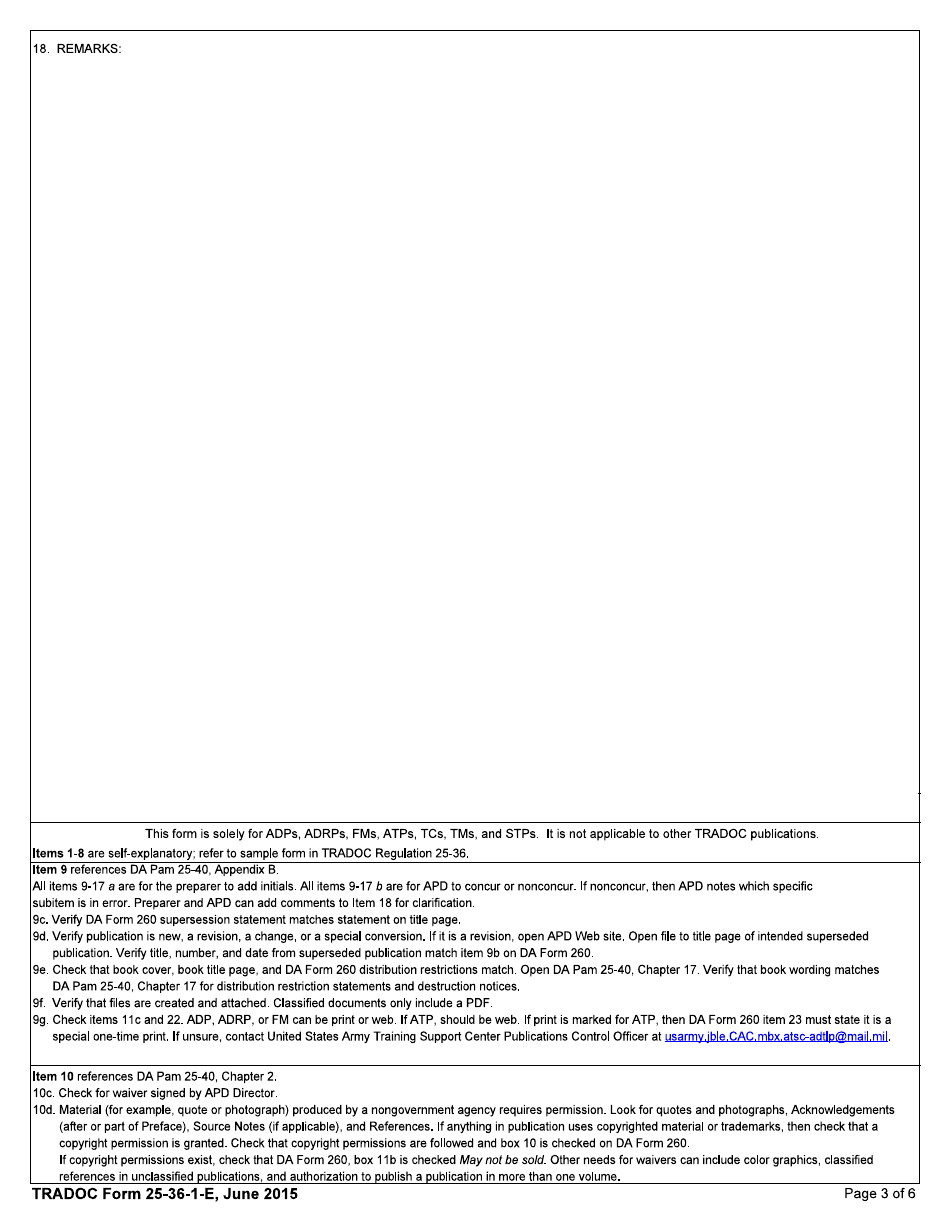 TRADOC Form 25-36-1-E Tradoc Doctrine Publication Checklist, Page 3