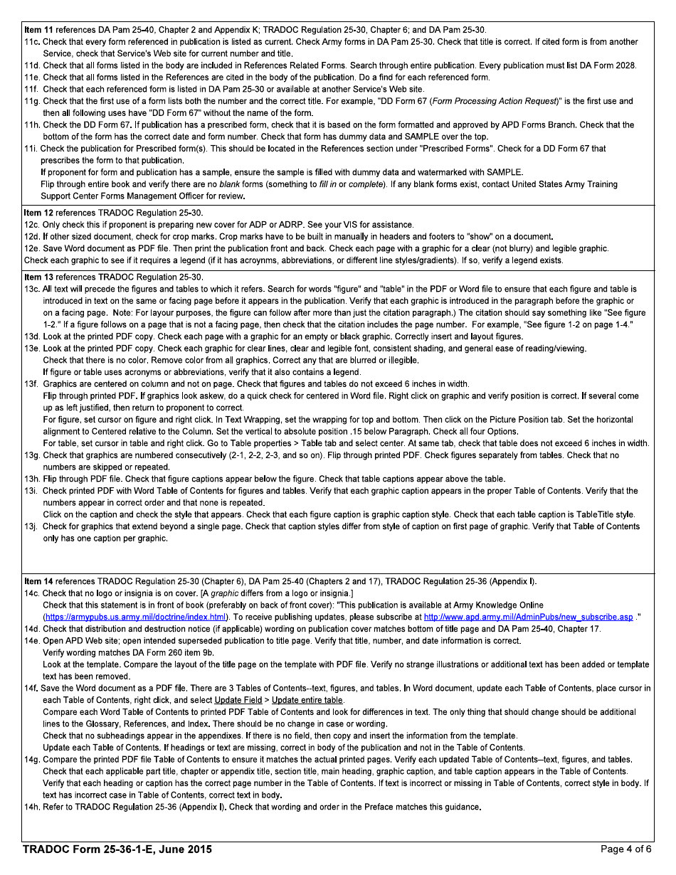 TRADOC Form 25-36-1-E Tradoc Doctrine Publication Checklist, Page 4