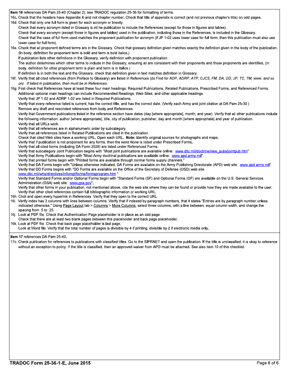 TRADOC Form 25-36-1-E Tradoc Doctrine Publication Checklist, Page 6
