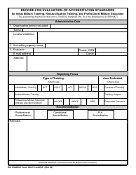 HQ TRADOC Form 350-70-4-2-R-E &quot;Record for Evaluation of Accreditation Standards&quot;