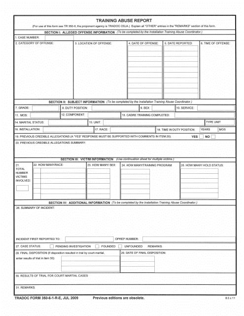 TRADOC Form 350-6-1-R-E  Printable Pdf
