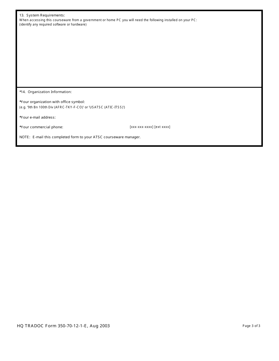 HQ TRADOC Form 350-70-12-1-E Catalog Form (Cataform) for the Reimer Digital Library (Rdl) on-Line Card Catalog, Page 3