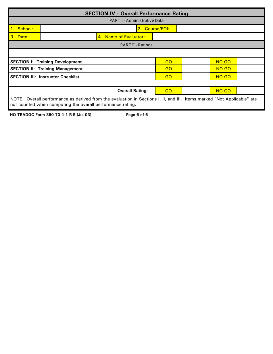 TRADOC Form 350-70-4-1-R-E Observation Worksheet, Page 6