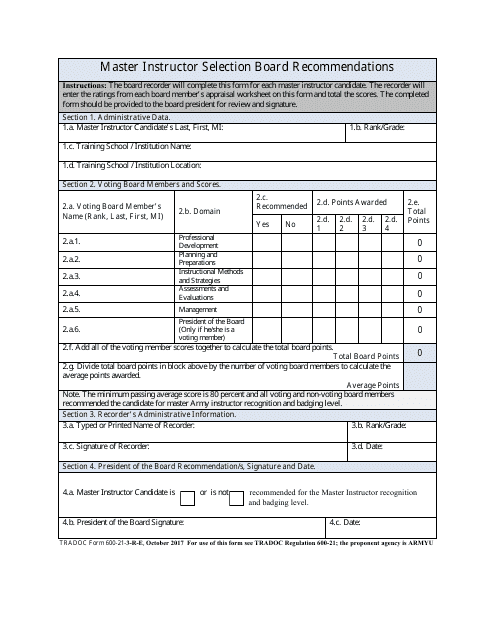 TRADOC Form 600-21-3-R-E  Printable Pdf