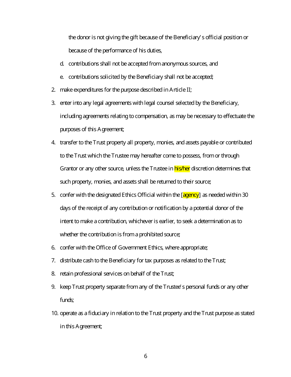 Legal Expense Trust Fund Agreement Template, Page 6