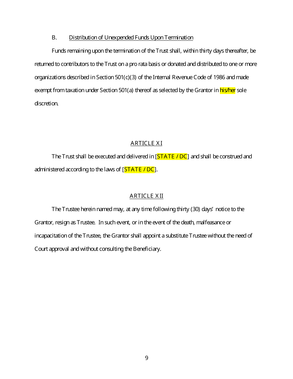 Legal Expense Trust Fund Agreement Template, Page 9